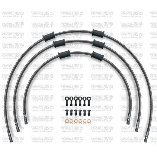 STANDARD Front brake hose kit Venhill POWERHOSEPLUS HON-10032FB-CB (3 cevi v kompletu) Carbon hoses, black fittings