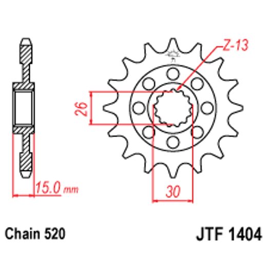 Sprednji verižnik JT JTF 1404-15 15T, 520