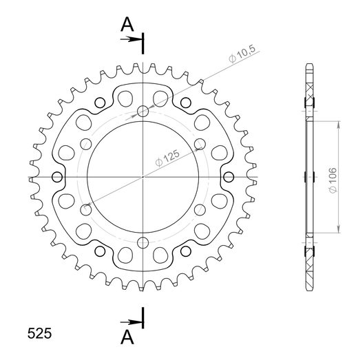Rear sprocket SUPERSPROX STEALTH RST-2012:41-GLD zlata 41T, 525