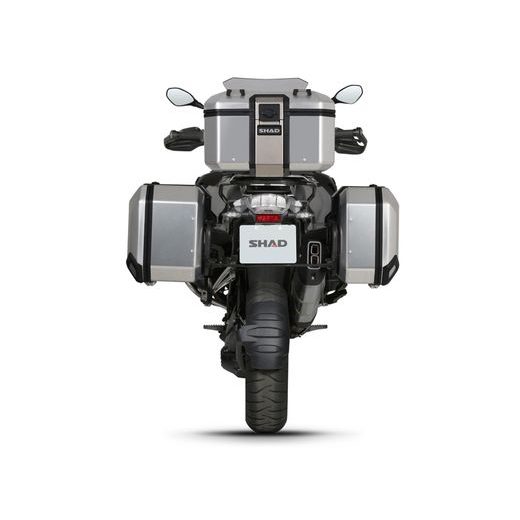 Komplet aluminijastih kovčkov z nosilci in ploščo SHAD TERRA, 37L zadnji kovček in 36L/47L stranski kovčki SHAD R 1200 GS Adventure/ R 1250 GS Adventure