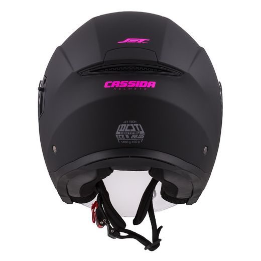 Jet čelada CASSIDA JET TECH black matt / violet logos M