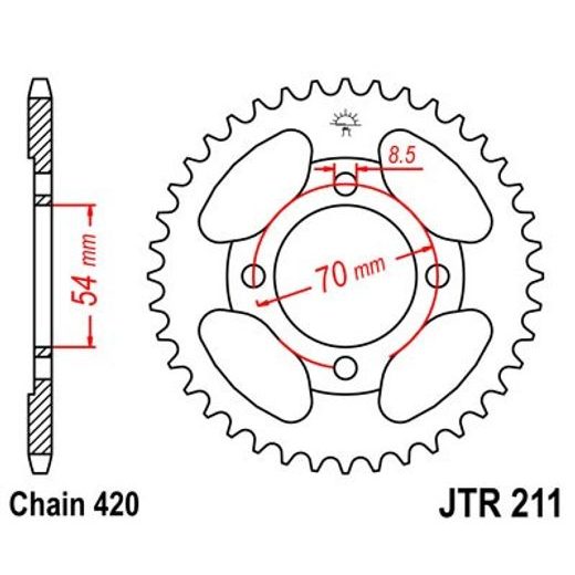 Zadnji verižnik (zobnik) JT JTR 211-36 36T, 420