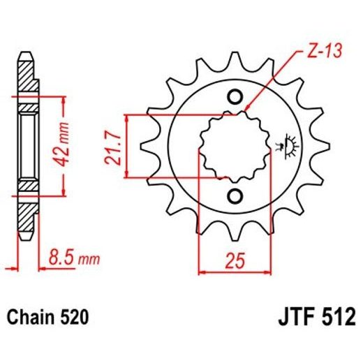 Sprednji verižnik JT JTF 512-13 13T, 520