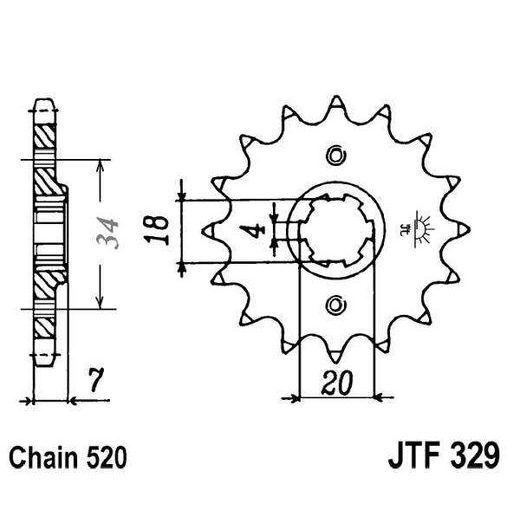 Sprednji verižnik JT JTF 329-13 13T, 520