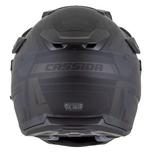 Motocross Helmet CASSIDA ROAD RUNNER TechniX black matt/ black/ grey/ black matt peak XL