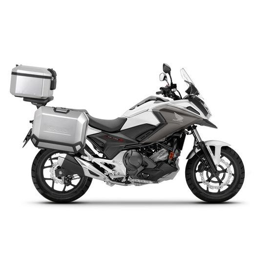 Komplet aluminijastih kovčkov z nosilci in ploščo SHAD TERRA, 37L zadnji kovček in 47L stranski kovčki SHAD HONDA NC 750 X