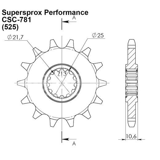 Sprednji verižnik SUPERSPROX CSC-781:14.5 14T, 525