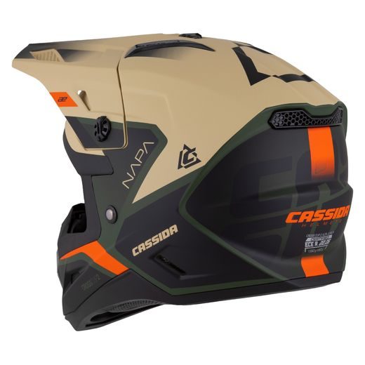 Motocross Helmet CASSIDA CROSS CUP 2 NAPA JUNIOR sand/green/orange/black matt S