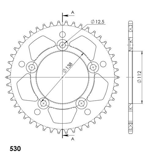 Aluminijasti zadnji verižnik (zobnik) SUPERSPROX RAL-302:46-BLK črna 46T, 530