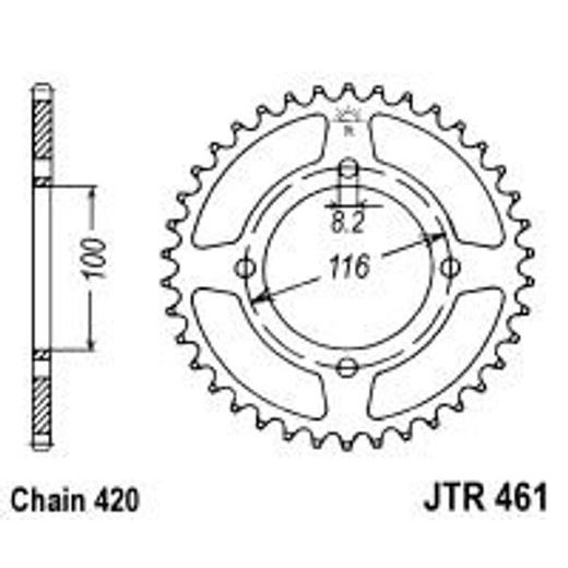 Verižni set EK - Srebrna chain 420 SH, Non-sealed, CHK front sprocket JT, CHK rear sprocket JT za KAWASAKI KX 80 1988