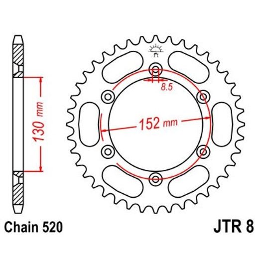 Zadnji verižnik (zobnik) JT JTR 8-48 48T, 520