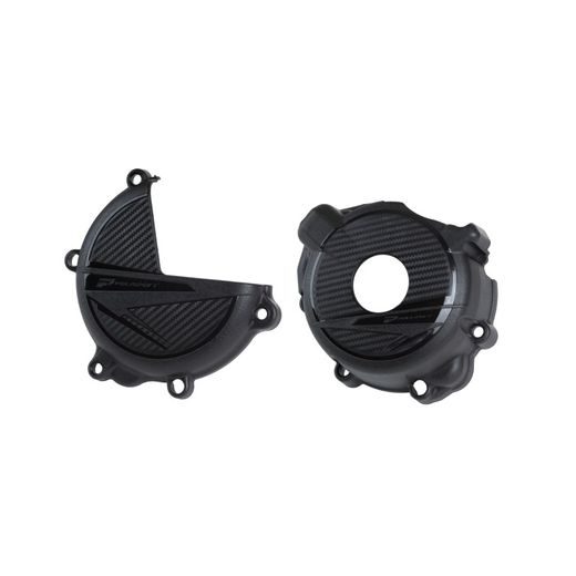 Clutch and ignition cover protector kit POLISPORT 91319 Črn