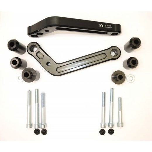 Crash protectors RDMOTO KTM13N bela with blue caps za KTM Super Duke 1290 / R 2014-2025, KTM Super Duke 1390 R / R EVO 2024-2026