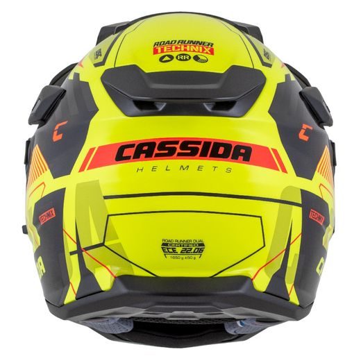 Motocross Helmet CASSIDA ROAD RUNNER TechniX yellow fluo/ black/ orange/ grey/ black matt peak XS