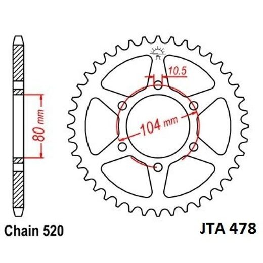 Aluminijasti zadnji verižnik (zobnik) JT JTA 478-40BLK 40T, 520 Črn