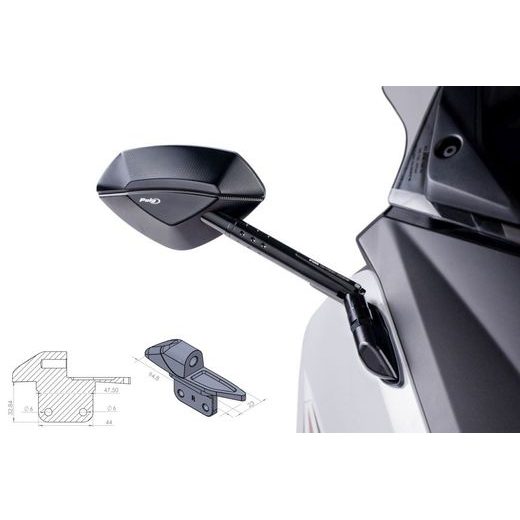 Mirror adaptor PUIG ADAPTER RIGHT SIDE FOR FAIRING TMAX 12'-13' 9574N črna to fairing