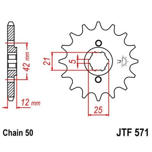 Sprednji verižnik JT JTF 571-15 15T, 530
