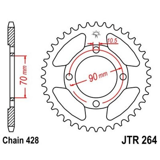 Zadnji verižnik (zobnik) JT JTR 264-45 45T, 428