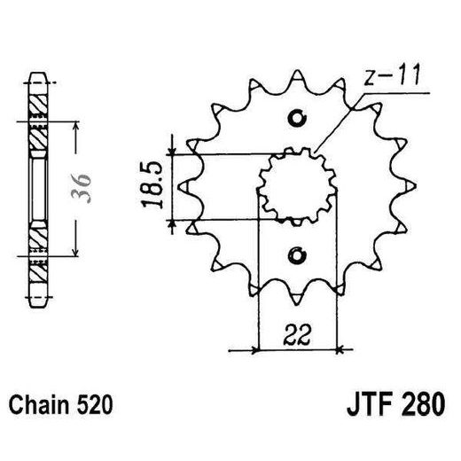 Sprednji verižnik JT JTF 280-13 13T, 520