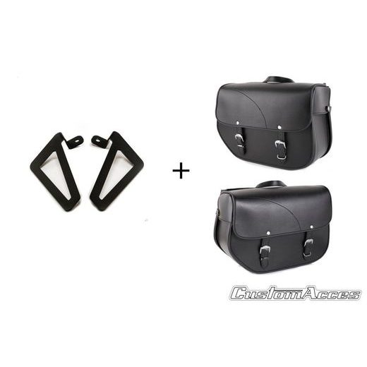 Leather saddlebag CUSTOMACCES SANT LOUIS APS002N črna pair, with universal support