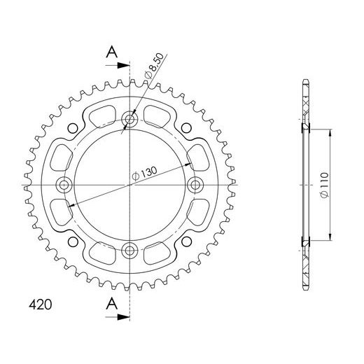 Rear sprocket SUPERSPROX STEALTH RST-209:50-RED rdeč 50T, 420
