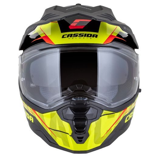 Motocross Helmet CASSIDA ROAD RUNNER TechniX yellow fluo/ black/ orange/ grey/ black matt peak S
