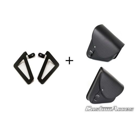 Leather saddlebag CUSTOMACCES BARCELONA APB002N črna pair, with universal support