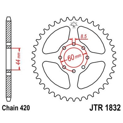 Zadnji verižnik (zobnik) JT JTR 1832-52 52T, 420