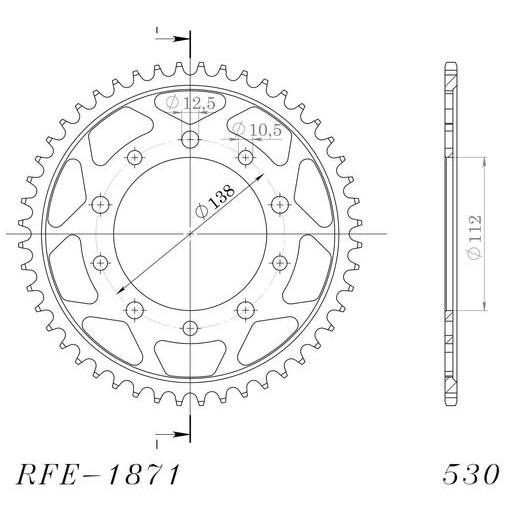 Zadnji verižnik (zobnik) SUPERSPROX RFE-1871:48-BLK črna 48T, 530