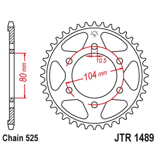 Zadnji verižnik (zobnik) JT JTR 1489-43ZBK 43T, 525 Black Zinc