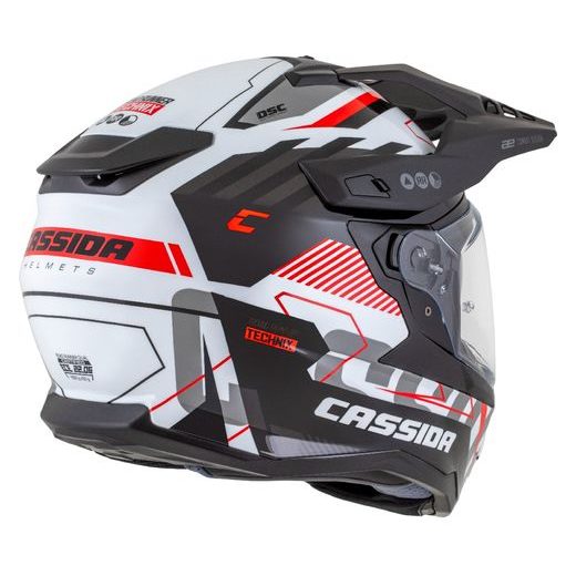 Motocross Helmet CASSIDA ROAD RUNNER TechniX white/ black/ red/ grey/ black matt peak M