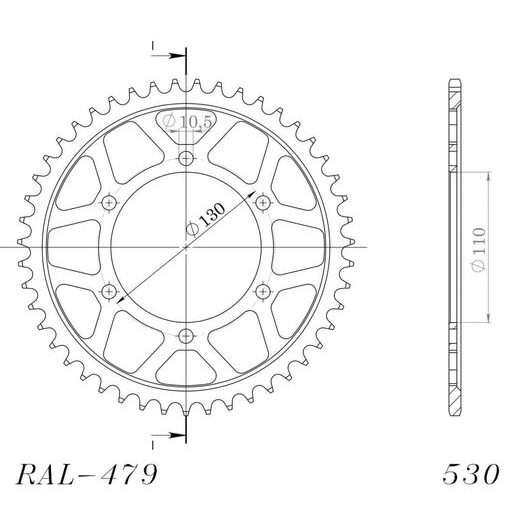 Aluminijasti zadnji verižnik (zobnik) SUPERSPROX RAL-479:43-BLU moder 43T, 530