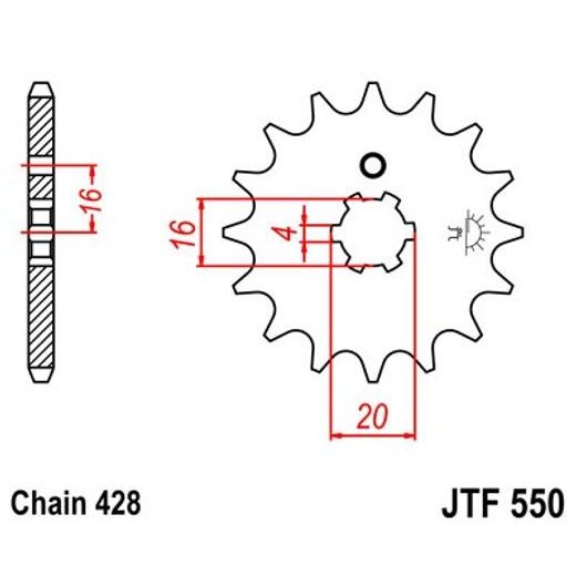 Sprednji verižnik JT JTF 550-16 16T, 428