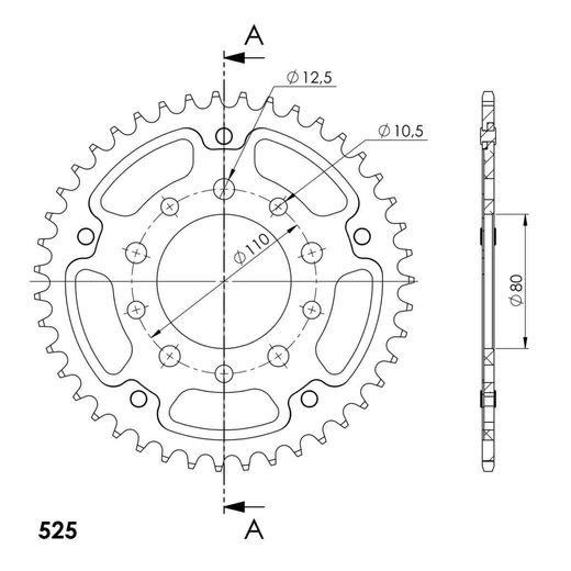 Zadnji verižnik (zobnik) SUPERSPROX STEALTH RST-1332:44-BLU moder 44T, 525
