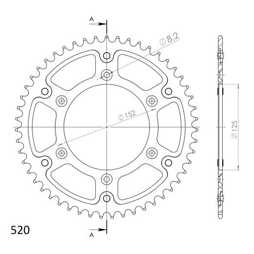 Rear sprocket SUPERSPROX STEALTH RST-8000:49-GLD zlata 49T, 520