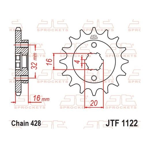 Sprednji verižnik JT JTF 1122-14 14T, 428