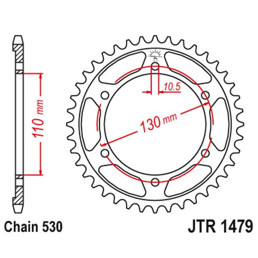 Zadnji verižnik (zobnik) JT JTR 1479-47ZBK 47T, 530 Black Zinc