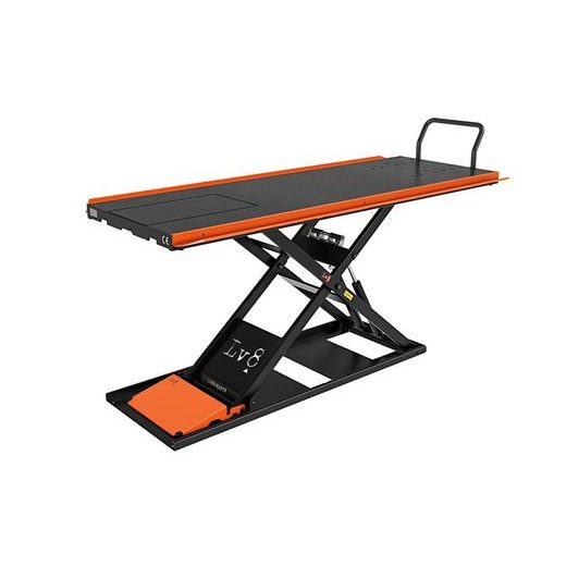 Motorcycle lift LV8 NANO 400 FLOOR VERSION EN400GE.O with electro-hydraulic unit (black and orange RAL 2009)