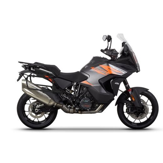 Komplet aluminijastih kovčkov z nosilci in ploščo SHAD TERRA BLACK, 37L zadnji kovček in 36L/47L stranski kovčki SHAD KTM Super Adventure 1290 (R, S)