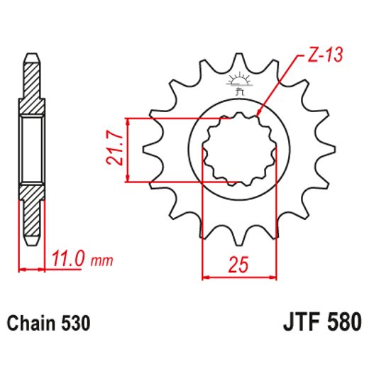 Sprednji verižnik JT JTF 580-17 17T, 530