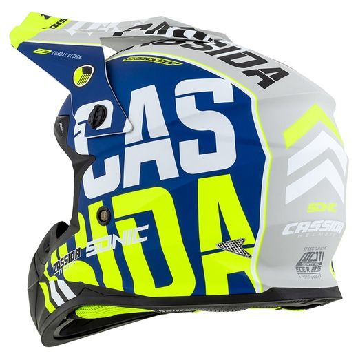 Motocross Helmet CASSIDA CROSS CUP SONIC matt blue /fluo yellow M