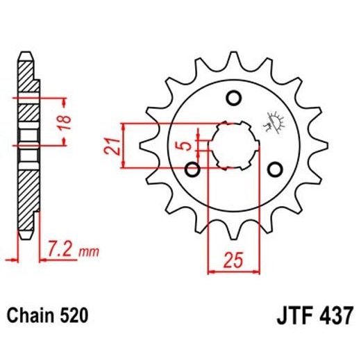 Sprednji verižnik JT JTF 437-15 15T, 520