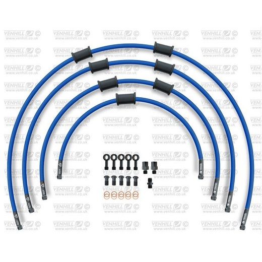 STANDARD Front brake hose kit Venhill POWERHOSEPLUS SUZ-5004FS-SB (4 cevi v kompletu) Solid blue hoses, stainless steel fittings