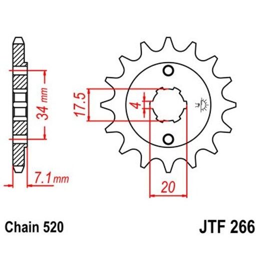Sprednji verižnik JT JTF 266-14 14T, 520