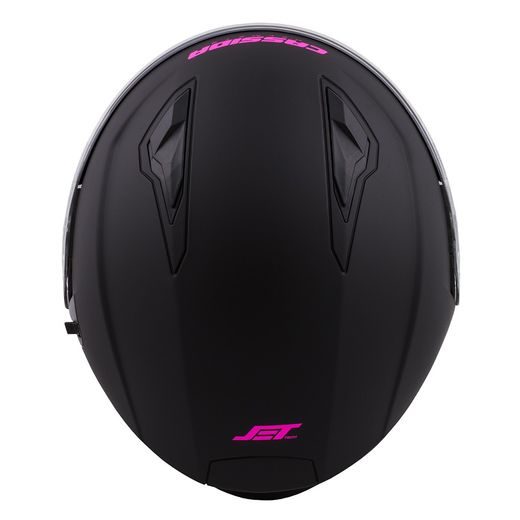 Jet čelada CASSIDA JET TECH black matt / violet logos L