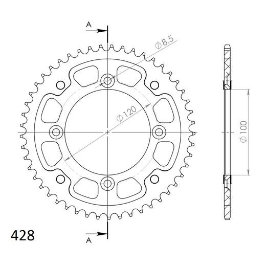 Rear sprocket SUPERSPROX STEALTH RST-998:48-GLD zlata 48T, 428