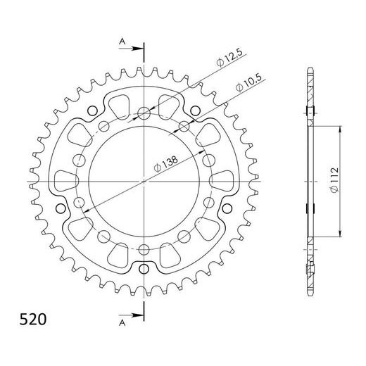 Zadnji verižnik (zobnik) SUPERSPROX STEALTH RST-1303:44-BLU moder 44T, 520
