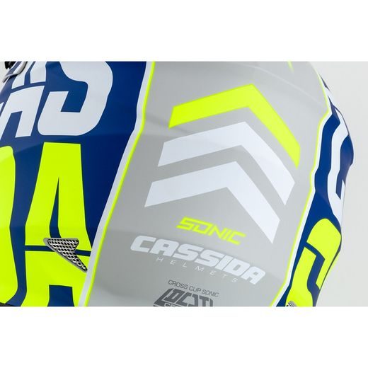 Motocross Helmet CASSIDA CROSS CUP SONIC matt blue /fluo yellow XL