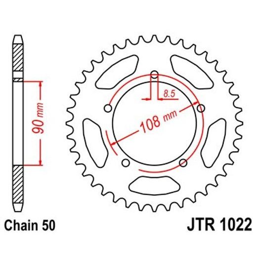 Zadnji verižnik (zobnik) JT JTR 1022-42 42T, 530