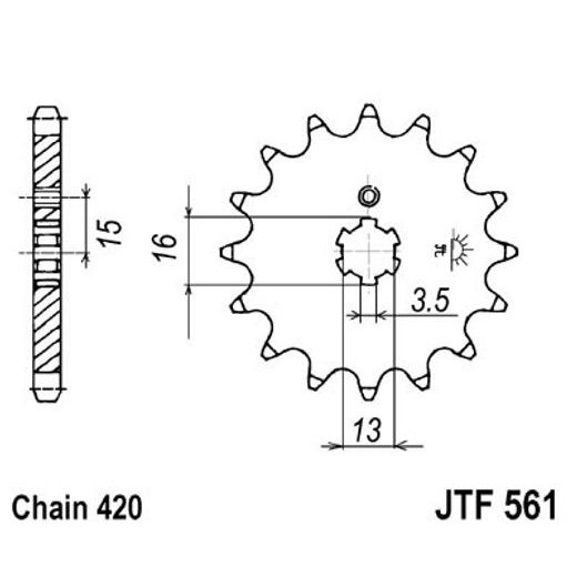 Sprednji verižnik JT JTF 561-14 14T, 420
